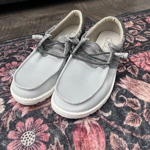 Hey Dude Two-Tone Gray Cream Casual Slip-On Shoes